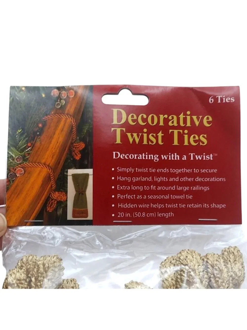 NEW Haute Decor 20 inch Gold Holiday Decorative Twist Ties 3 Packs of 6